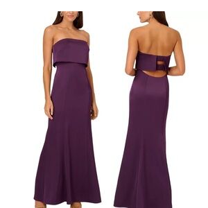 Liv Foster Purple Strapless Evening Gown SZ 6 NWT Formal Bridesmaid Satin GALA